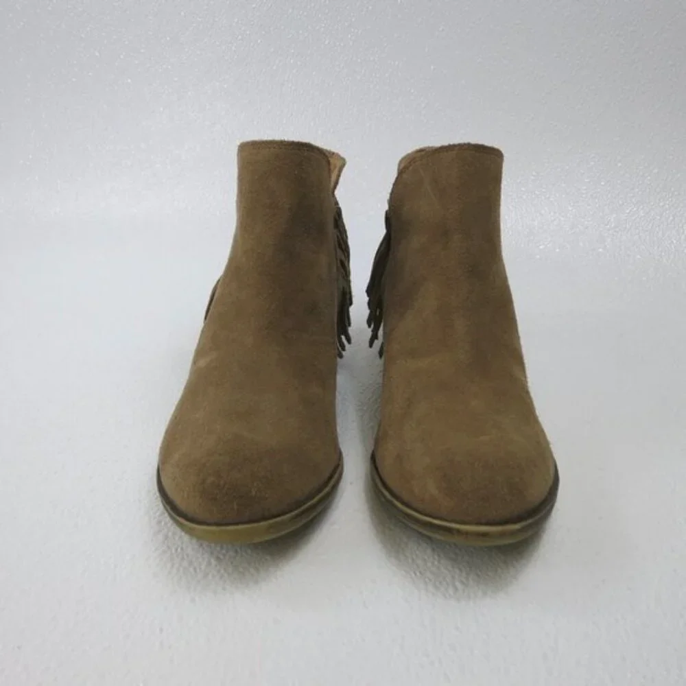 Lucky Brand Suede Leather Fringe Boots Shoes Women's Footwear Size 7.5 M